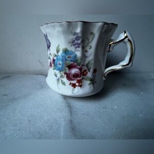 Floral Porcelain Teacup with Gold Trim